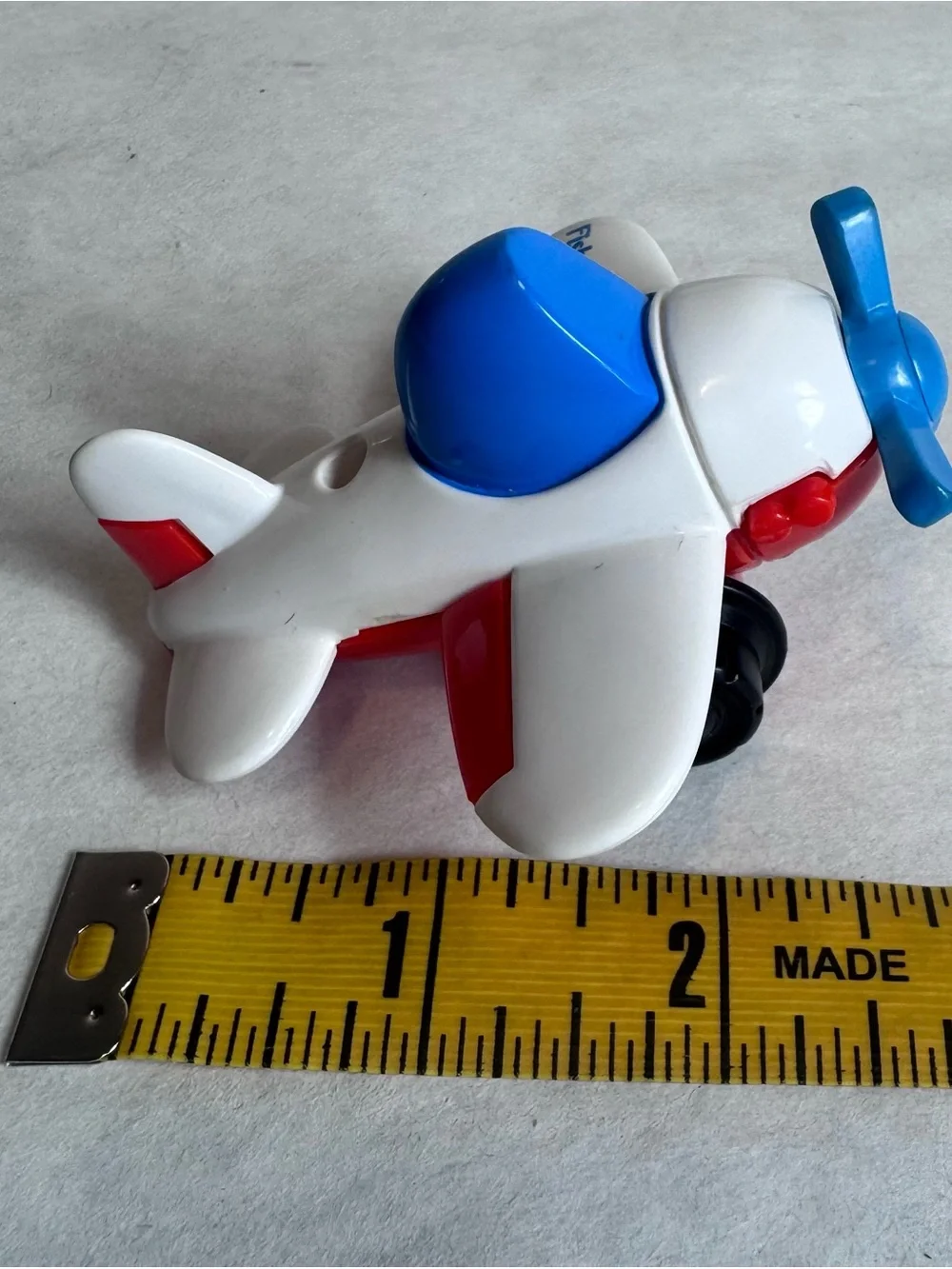 Vintage 1992 Fisher Price Airplane Blue Red White Plastic Toy